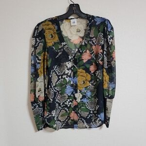 Cabi Style 3762 Snake Charmer Floral Semi Sheer Top